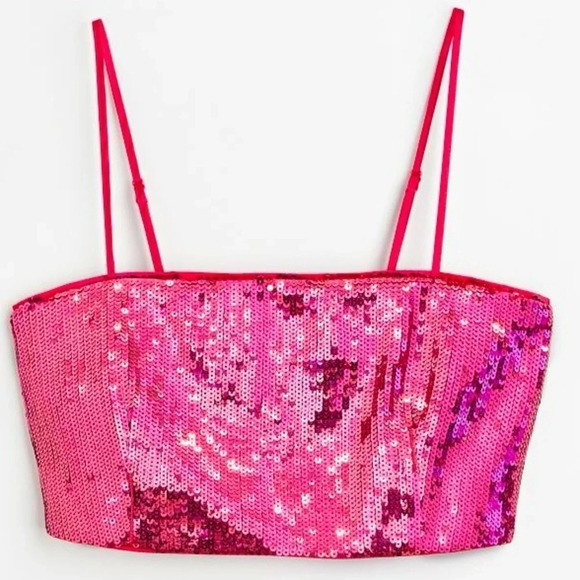 Gorgeous NWT H&M Barbie  pink sequin halter - Picture 1 of 3